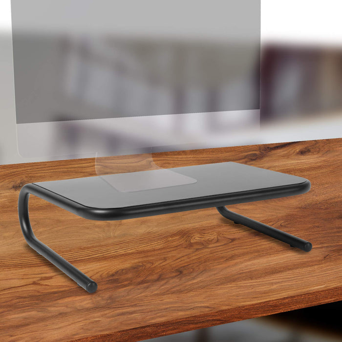 Duronic Monitor Stand Riser featuring a sleek, ergonomic C-shaped design.