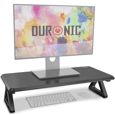 Duronic Monitor Stand Riser stand raising a computer screen above a keyboard and mouse.