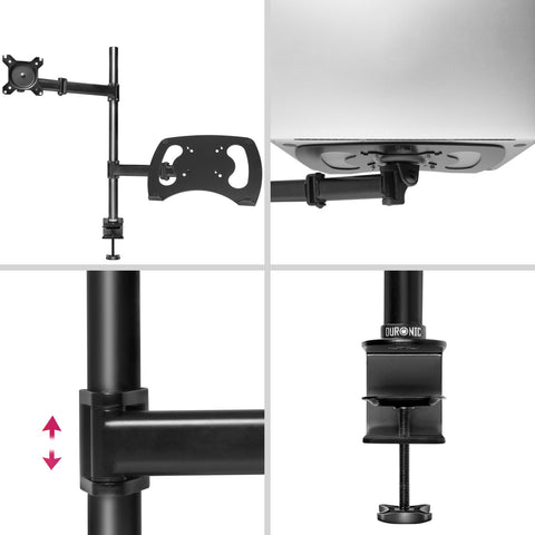 Duronic Monitor and Laptop Stand with an adjustable arm and desk C-clamp.