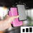 Duronic Pink Hard Drive Case next to a grey external hard drive with dimensions of 13cm by 9cm by 1.5cm shown.