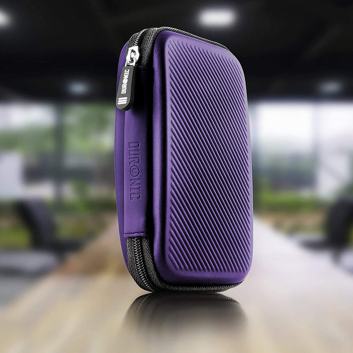Duronic Portable Hard Drive Case featuring a textured diagonal pattern and a secure black zipper closure.