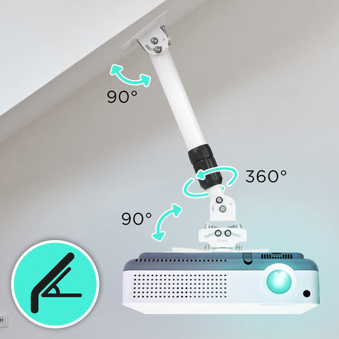 Duronic Projector Mount Stand with adjustable 90-degree tilt and 360-degree rotation.