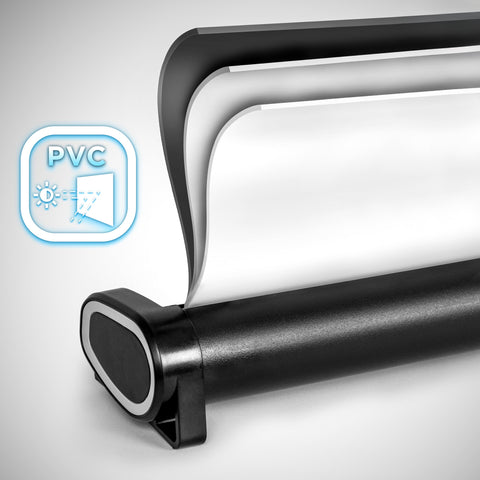 Duronic Projector Screen with a PVC projector screen material extending from a sleek black retractable housing.
