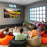 Duronic Projector Screen with a group of friends enjoys a movie night in a cozy living room
