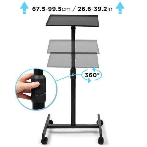 Duronic Projector Stand showing height range from 67.5 to 99.5 centimeters.