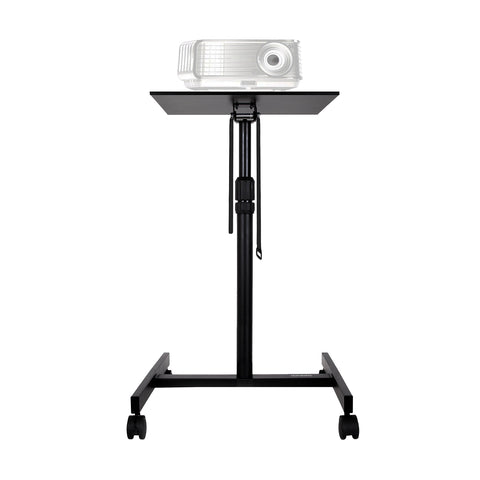 Duronic Projector Stand with a flat top tray holding a white digital projector.