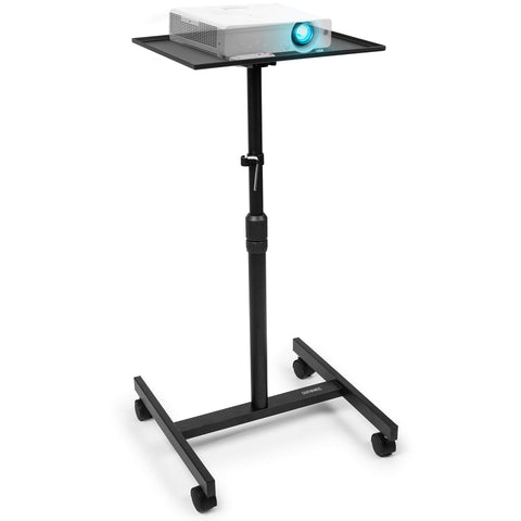 Duronic Projector Stand with an adjustable height pole and a white projector on top.