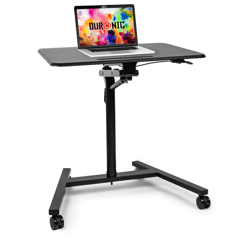 Duronic Projector Stand with laptop on wheels, perfect for ergonomic home office setups.