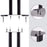 Duronic SPS1022-40 Speaker Stand with assembly diagram for a black metal speaker stand showing the installation of floor spikes, nuts, and mounting screws into the top and bottom plates.