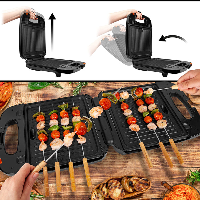 Duronic SWM60 3 in 1 panini press how to open, use and how to cook shrimp skewers on hot griddle