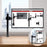 Duronic Single Monitor Arm displaying portrait and landscape rotation capabilities on a wooden desk.