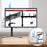 Duronic Single Monitor Stand showing horizontal and portrait orientation options with adjustable arm articulation diagrams.