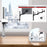 Duronic Single Monitor Stand with a flexible arm, displaying swivel rotation angles and tilt capabilities.