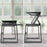 Duronic Sit-Stand Desk Frame comparison of a black standing desk converter in both its lowered and raised positions.