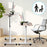 Duronic Sit-Stand Desk WPS67 shown in both its raised and lowered positions alongside an office chair, highlighting its versatility for sitting or standing work.
