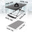 Duronic Sit-Stand Desk black height-adjustable standing desk converter with a 74cm by 43cm work surface, a maximum weight capacity of 8kg, and a 69cm by 36cm base footprint.