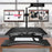 Duronic Sit-Stand Desk holding two screens above a black sit-stand desk converter.