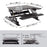 Duronic Sit-Stand Desk showing dimensions in centimeters and inches with weight capacity.
