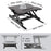 Duronic Sit-Stand Desk showing dimensions, weight capacity, and height range for Shopify.