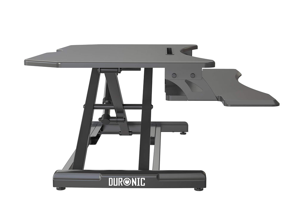 Duronic Sit-Stand Desk with a height-adjustable frame and integrated keyboard tray.