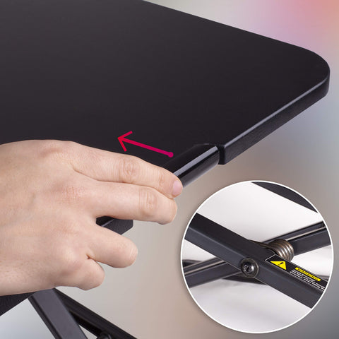 Duronic Sit-Stand Desk with lever to adjust a height-adjustable standing desk converter.