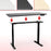 Duronic Sit Stand Desk Frame showing installation of a dark tabletop with color options above.