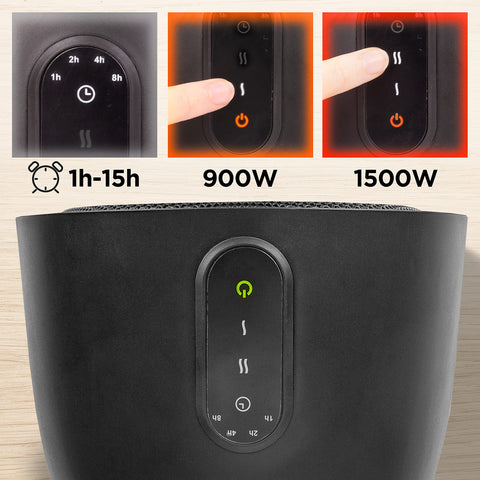 Duronic Small Ceramic Fan Heater 900W and 1500W heat settings, and timer.