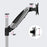 Duronic Spare Arm Set with a brushed metal finish featuring a 360° swivel base, 45° vertical tilt, 180° screen rotation, and a tilt range from -90° to +85°.