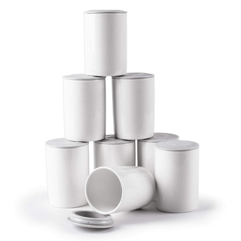 Duronic Spare Small Yoghurt Pots with grey lids on a white background.