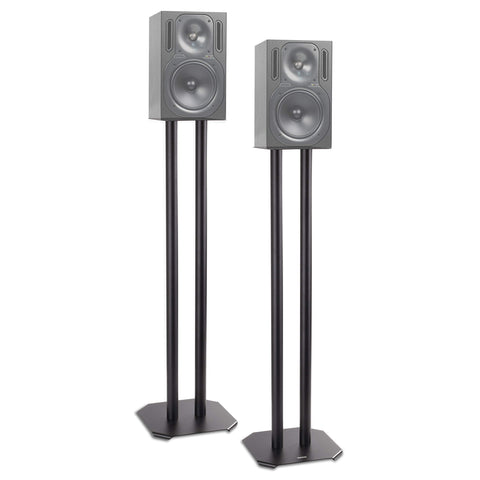 Duronic  Speaker Stand with two grey studio monitor speakers