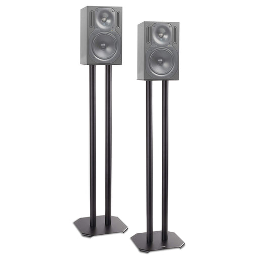 Duronic  Speaker Stand with two grey studio monitor speakers