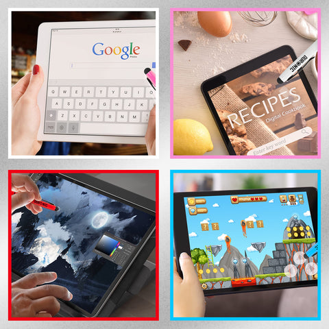 Duronic Stylus Pens used for web browsing, digital cooking, painting, and mobile gaming.