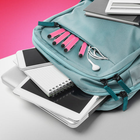 Duronic Stylus Pens with a laptop, tablet, and wired earbuds.