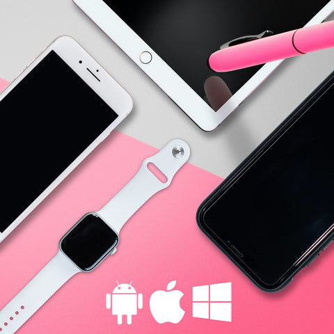 Duronic Stylus Pens with collection of smartphones, tablet, and smartwatch