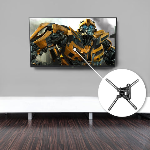 Duronic TV Bracket Wall Mount showing a flat-screen television mounted above a console.