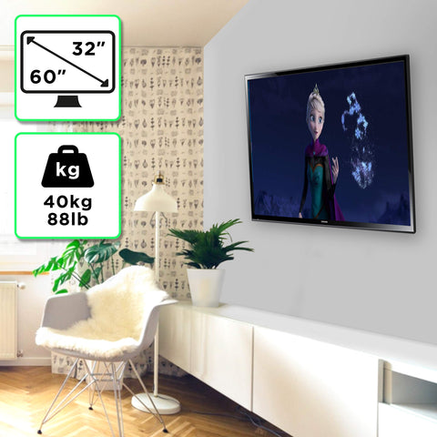 Duronic TV Bracket showing Frozen, listing 32"-60" screen size and 40kg weight capacity..