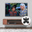 Duronic  TV Bracket showing a movie scene above a floating media console with a bracket overlay.