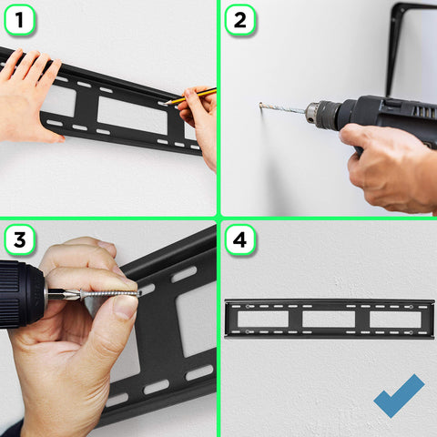 Duronic TV Bracket showing how to mark, drill, screw, and securely mount a wall bracket.