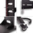 Duronic TV Mount Stand Bracket showing cable management, padlock lock, sturdy base, and locking wheels of TV stand.