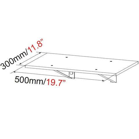 Duronic TV Stand Shelf measuring 500mm by 300mm with metal support brackets.