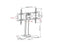 Duronic TV Wall Mount Stand showing dimensions and adjustments of a swiveling table-top TV stand mount