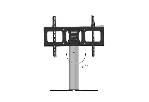 Duronic TV Wall Mount Stand showing its +/-2° screen leveling and rotation adjustment feature.