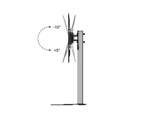 Duronic TV Wall Mount Stand showing tilt adjustment range from -10° to +5°.