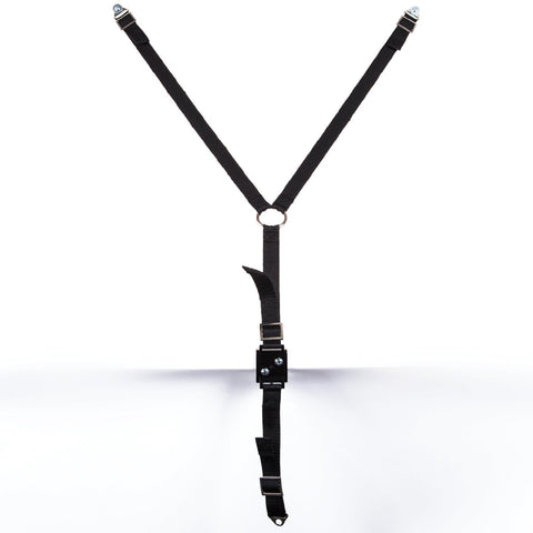 Duronic TV stand safety strap with metal hardware and buckles for secure equipment attachment.