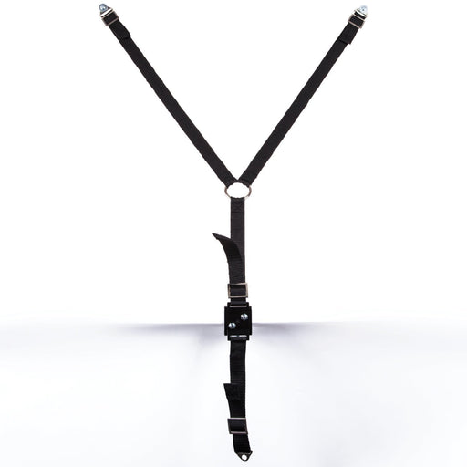 Duronic TV stand safety strap with metal hardware and buckles for secure equipment attachment.
