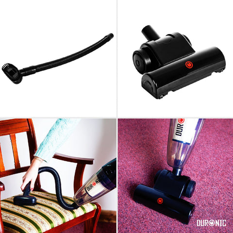 Duronic VC7 Vacuum Cleaner including a flexible hose with brush and a black floor head attachment.