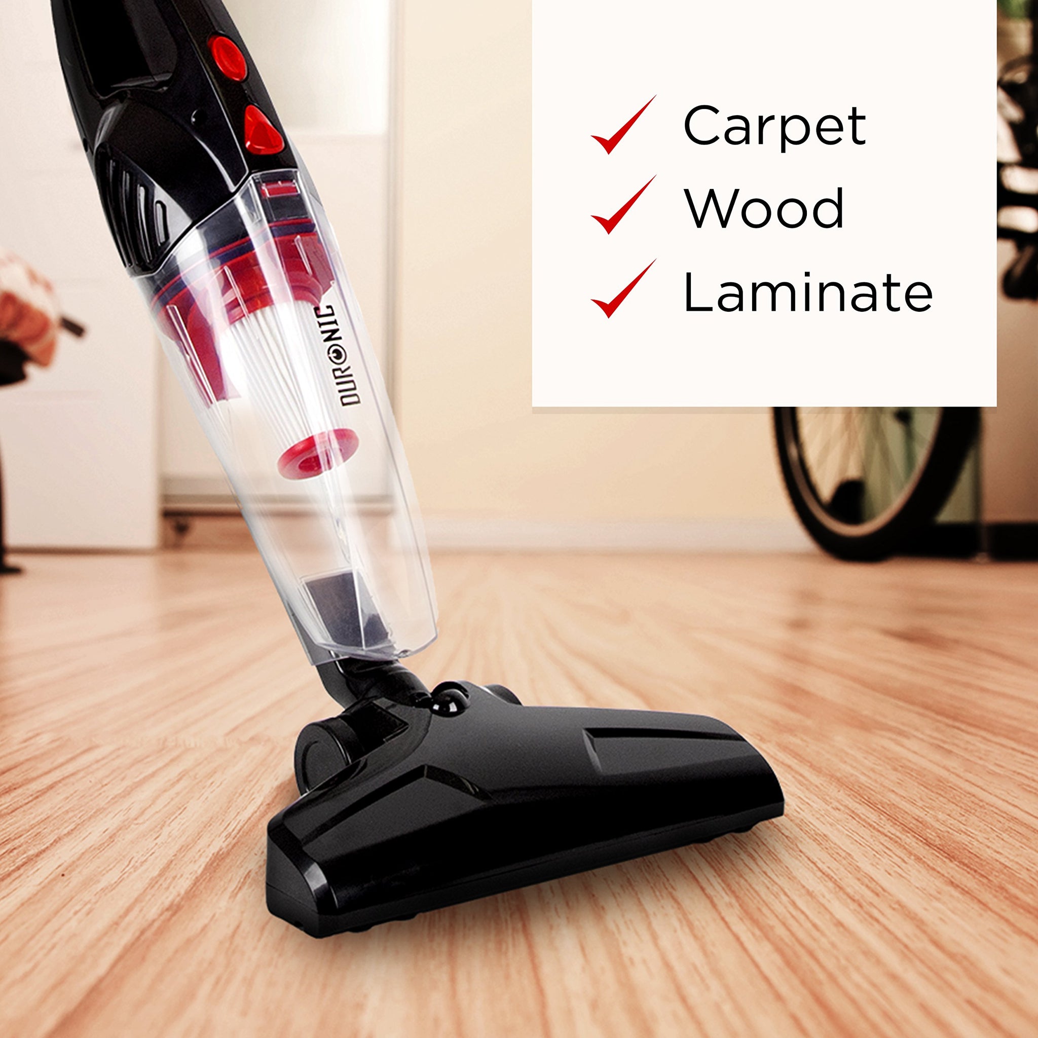 Duronic VC8 BK handheld vacuum cleaner for multiple surfaces carpet wood laminate