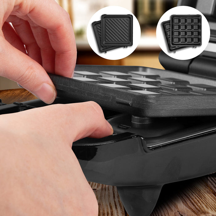 Duronic WM32 snack cooker with 2 detachable plates for desserts, breakfasts, meats, waffles, vegetables