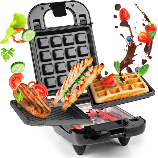Duronic WM32 waffle maker with detachable plates for waffles, breakfast, sandwiches, meat, dessert