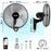 Duronic Wall Fan showing remote control, mounting bracket, hardware, and 80cm power cable.